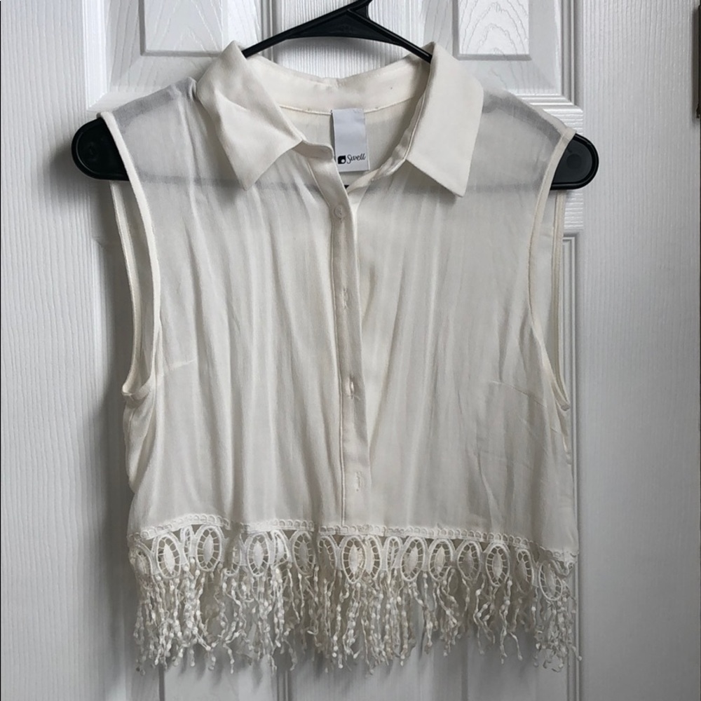White Swell Button down crop top